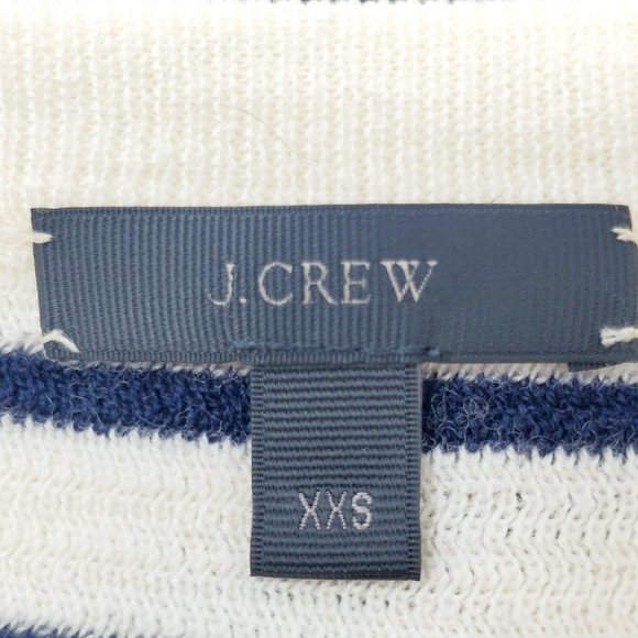 J Crew Striped Faux Leather Elbow Patches Swing Sweater Sz XXS - Picture 7 of 9